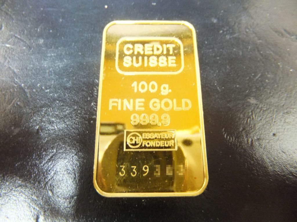 CREDIT　SUISSE　100g　FINE　GOLD　純金　24金　インゴット　地金　金塊　延棒
