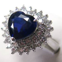 Pt900 大粒サファイア ダイヤモンド ハート型 指輪