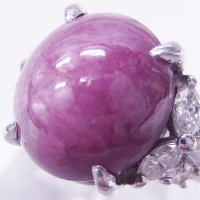 Pt900リング 指輪 パープルスターサファイア ダイヤ 鑑別書付