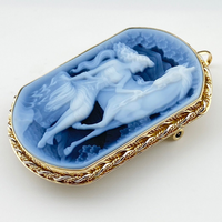 カメオ ブローチ K18 イエローゴールド ペンダントトップ プラチナ ブローチ Pt900 カルセドニー