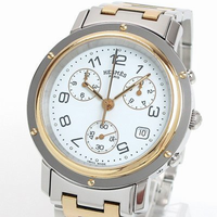 エルメス HERMES クリッパー CL1.920 コンビ クロノグラフ ホワイト メンズ時計