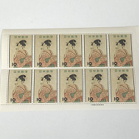 切手趣味週間 ビードロを吹く娘 切手シート