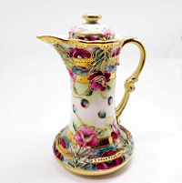 オールドノリタケ 金彩ビーディング薔薇ポット